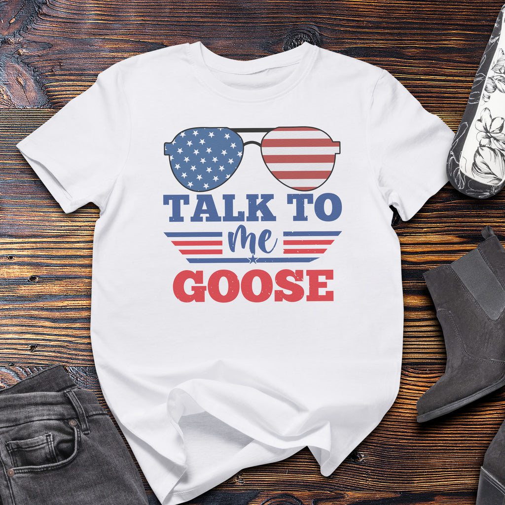 Talk To Me Goose - Blue & Red Text - Womens T-Shirt