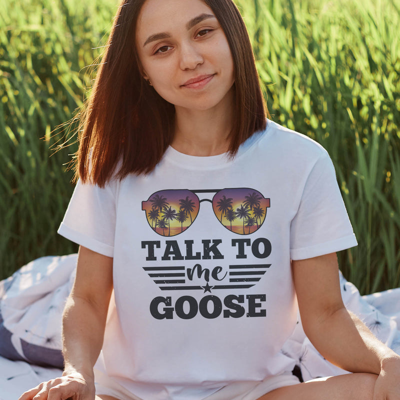 Talk To Me Goose - Palm Tree Glasses - Womens T-Shirt