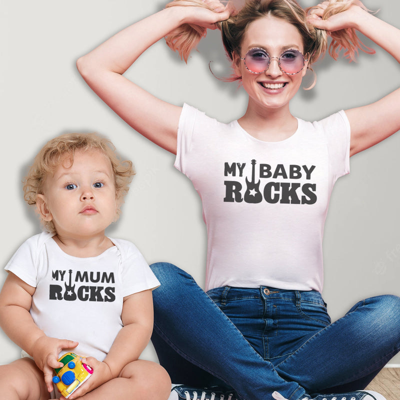 My Baby Rocks! - Baby T-Shirt & Bodysuit / Mum T-Shirt Matching Set - (Sold Separately)