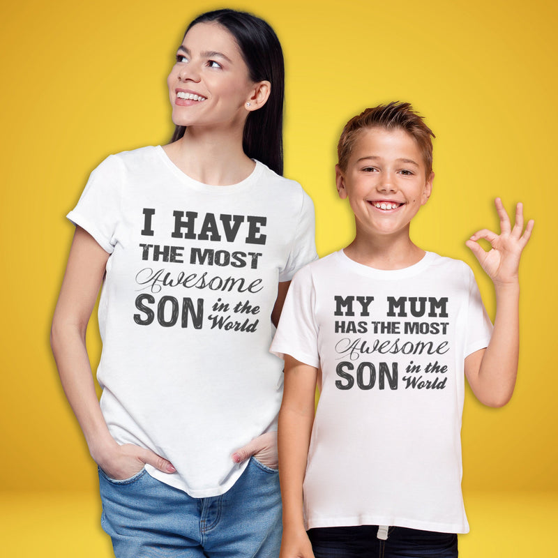 Awesome Son - Baby T-Shirt & Bodysuit / Mum T-Shirt - (Sold Separately)