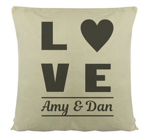 PERSONALISED Love Text & Couple Names - Printed Cushion Cover