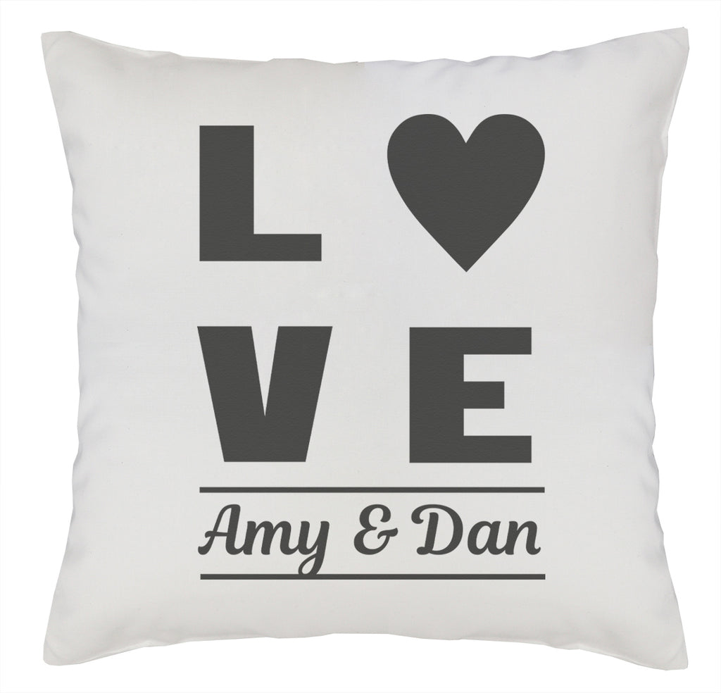 PERSONALISED Love Text & Couple Names - Printed Cushion Cover