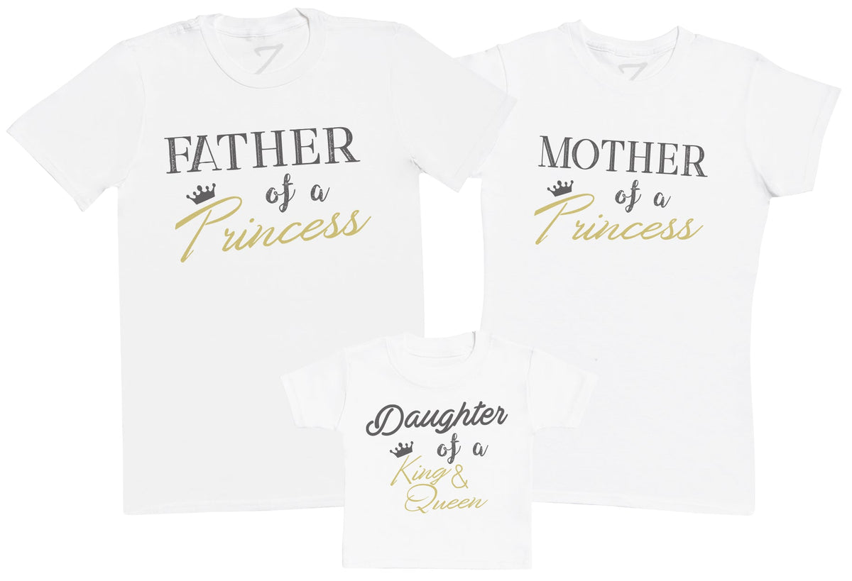 Parents To A Princess, Princess To A King & Queen - Matching Set - Baby / Kids T-Shirt, Mum & Dad T-Shirt (4252504260657)