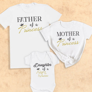 Parents To A Princess, Princess To A King & Queen - Whole Family Matching - Family Matching Tops - (Sold Separately)