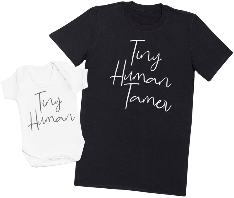 Tiny Human - Dad / Mum T-Shirt & Baby Bodysuit - (Sold Separately)