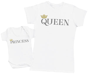 Princess & Queen - Baby Bodysuit & Mother's T-Shirt (1905440292913)