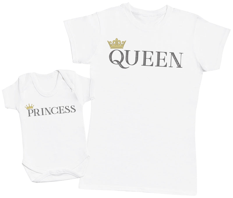 Princess & Queen - Baby T-Shirt & Bodysuit / Mum T-Shirt Matching Set - (Sold Separately)