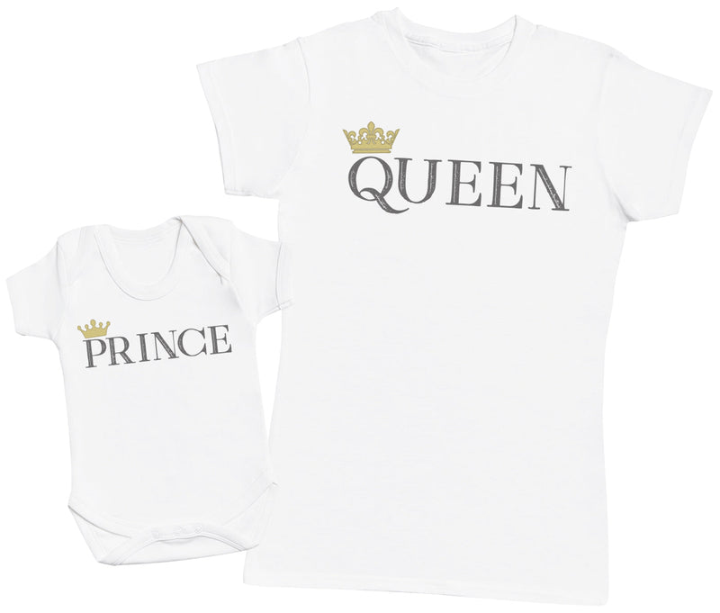 Prince & Queen - Baby T-Shirt & Bodysuit / Mum T-Shirt Matching Set - (Sold Separately)