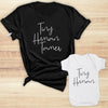 Tiny Human & Tamer - Baby T-Shirt & Bodysuit / Mum T-Shirt Matching Set - (Sold Separately)