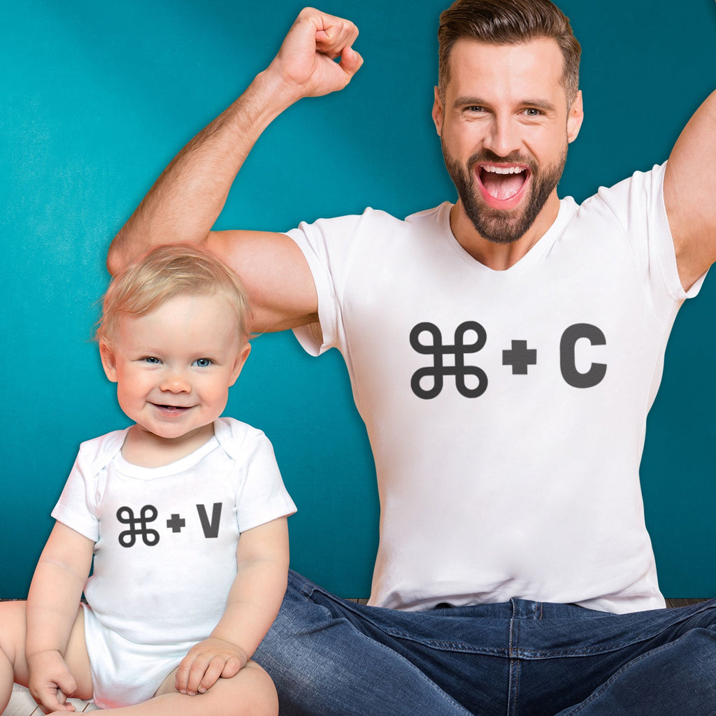 CMD + C CMD + V - Dad / Mum T-Shirt & Baby Bodysuit - (Sold Separately)