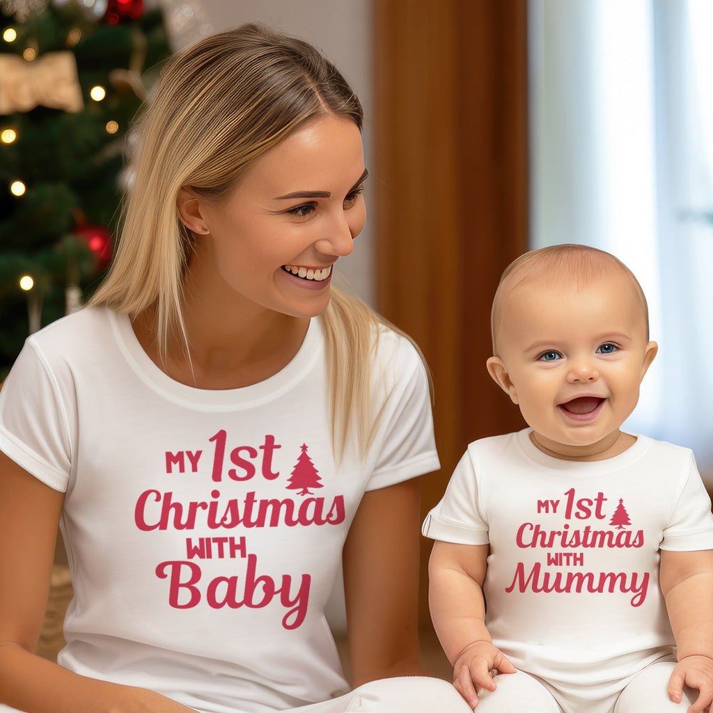 1st Christmas with Mummy - Family Matching Christmas Tops - Adult, Kids & Baby - (Sold Separately)