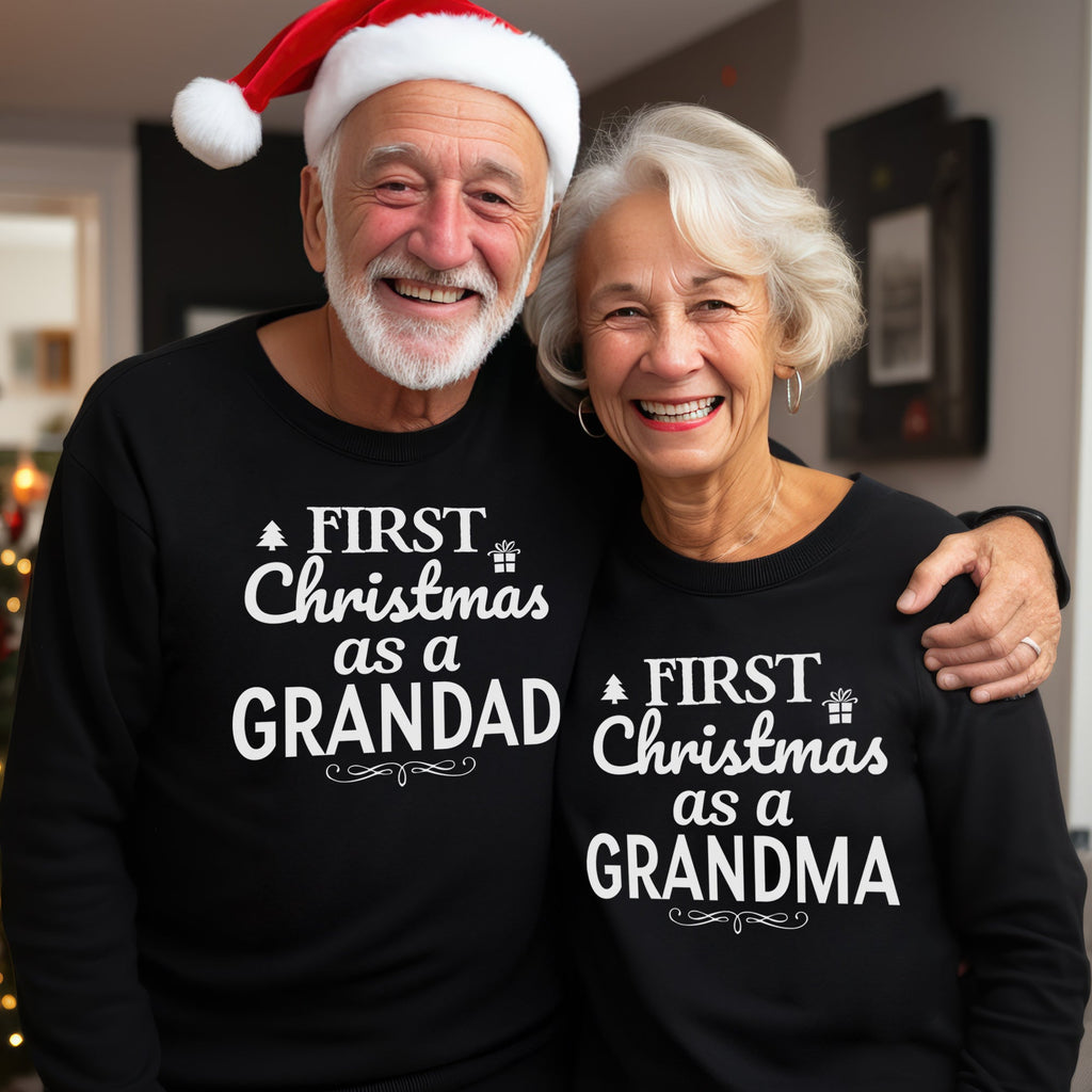 First Christmas as Grandad & Grandma - Christmas Jumper Sweatshirt - All Sizes - (Sold Separately)