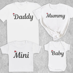 Daddy, Mummy, Mini & Baby Santa Hat - Family Matching Christmas Tops - Adult, Kids & Baby - (Sold Separately)