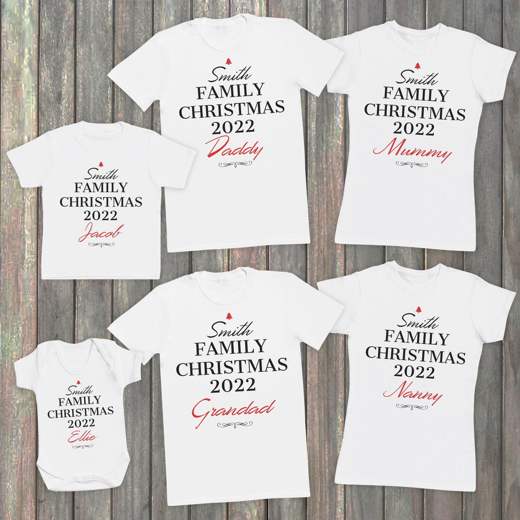 Personalised Family Christmas & Date Family Matching Christmas Tops - T-Shirts - (Sold Separately)