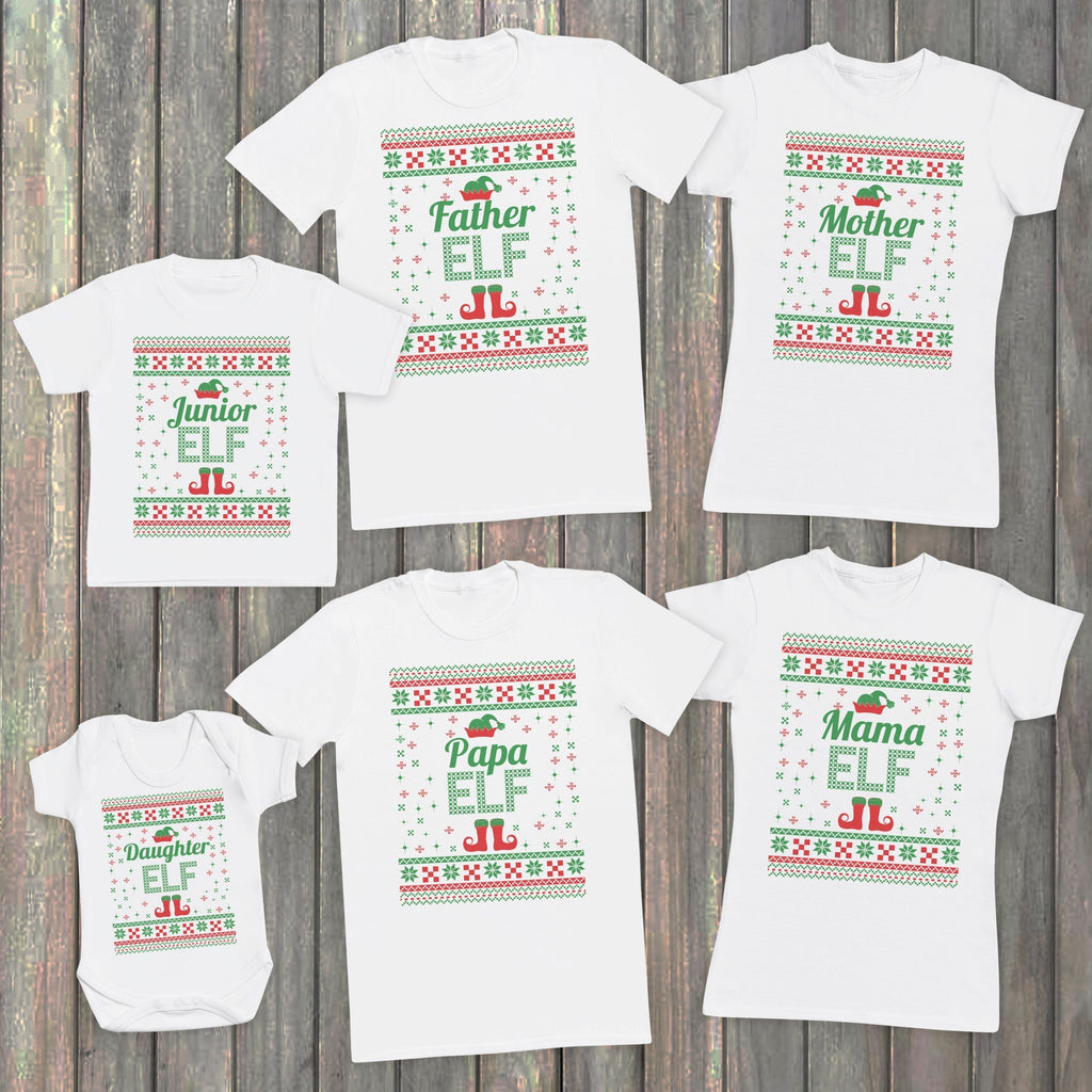 Full Family Sweater Elf Family Matching Christmas Tops - T-Shirts - (Sold Separately)