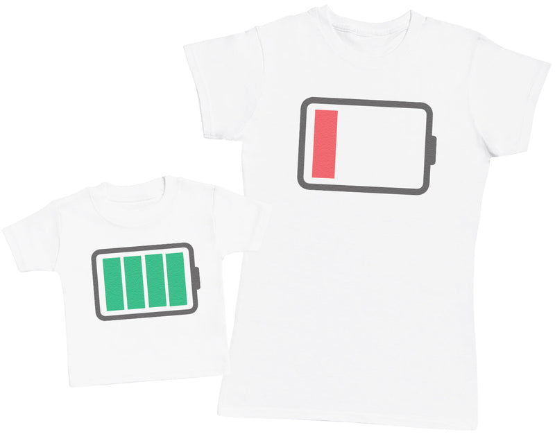 Full And Low Battery - Baby T-Shirt & Bodysuit / Mum T-Shirt - (Sold Separately)