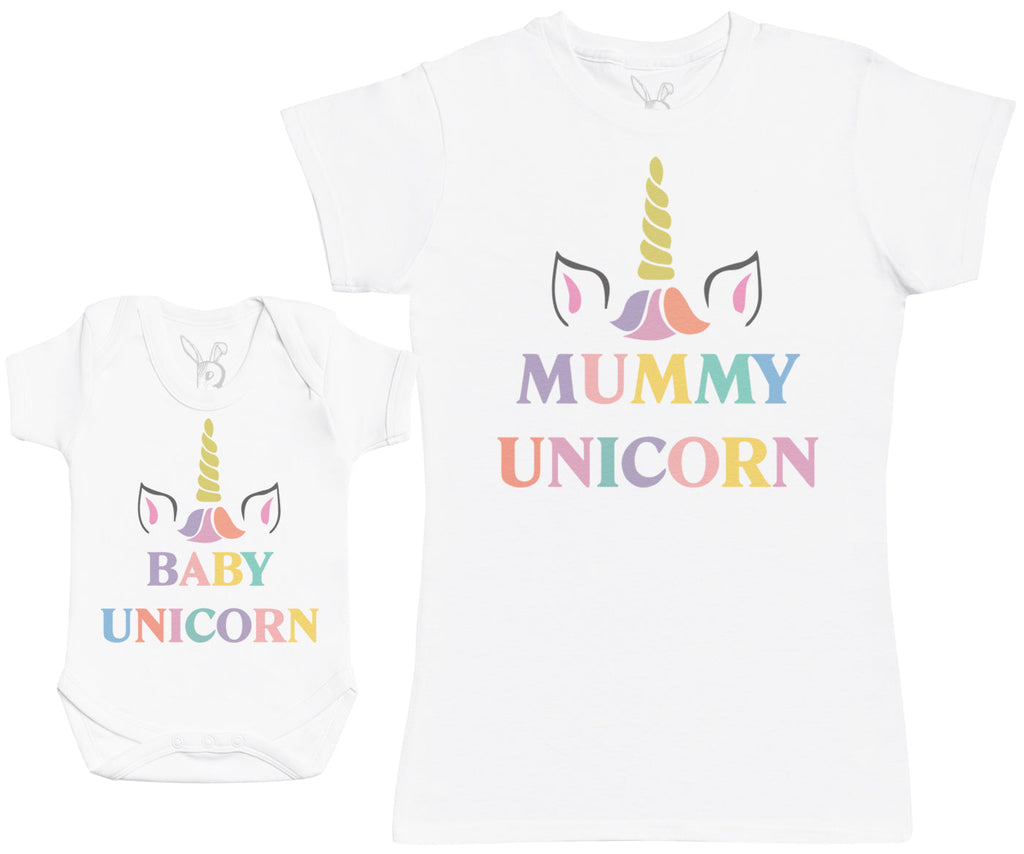 Baby Unicorn & Unicorn Matching Mother Baby Gift Set - Womens T Shirt & Baby Bodysuit (11957524490)