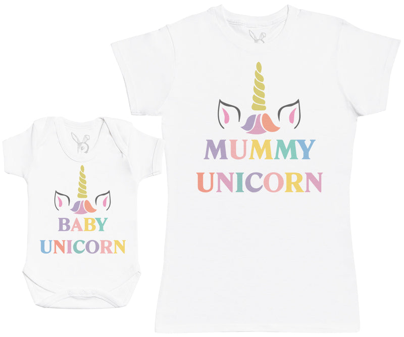 Baby Unicorn & Unicorn - Baby T-Shirt & Bodysuit / Mum T-Shirt - (Sold Separately)