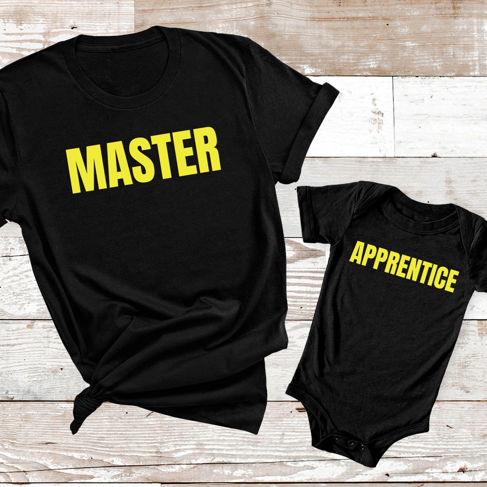 Master & Apprentice - Matching Set - Baby Bodysuit & Dad / Mum T-Shirt - (Sold Separately)