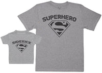 Sidekick & Superhero - Baby / Kids T-Shirt & Father's T-Shirt Set - (Sold Separately)