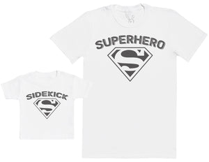 Sidekick & Superhero - Baby / Kids T-Shirt & Father's T-Shirt Set - (Sold Separately)
