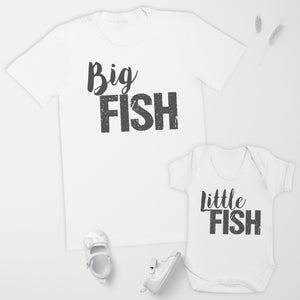 Big Fish & Little Fish - Matching Set - Baby / Kids T-Shirt & Dad / Mum T-Shirt - (Sold Separately)