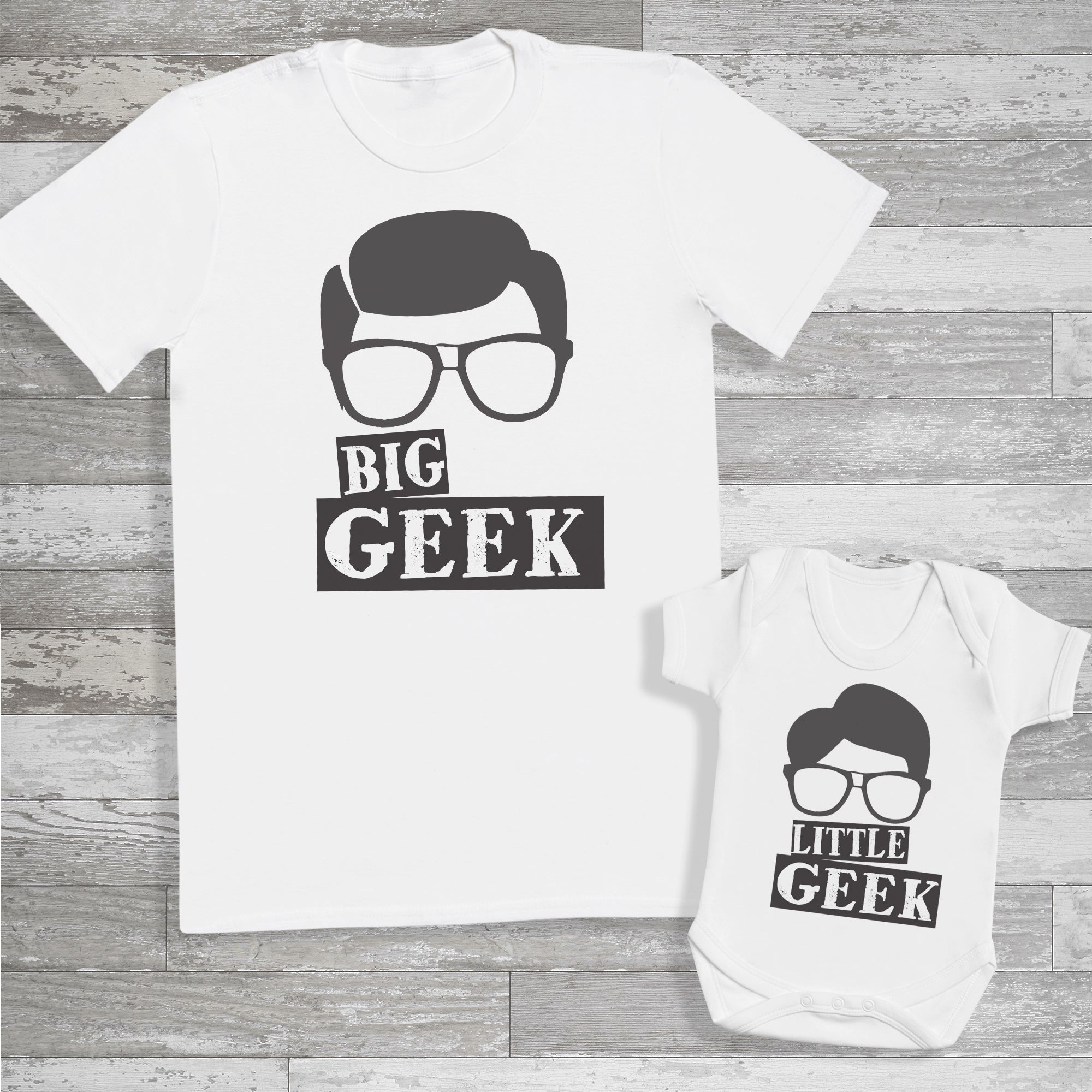 Big Geek Little Geek - Matching Set - Baby / Kids T-Shirt & Dad T-Shirt - (Sold Separately)