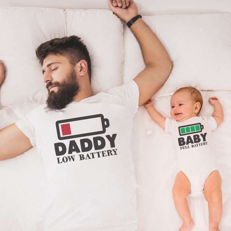 Baby Full Battery - Baby Gift Set with Baby Bodysuit & Father's T-Shirt (11604996618)