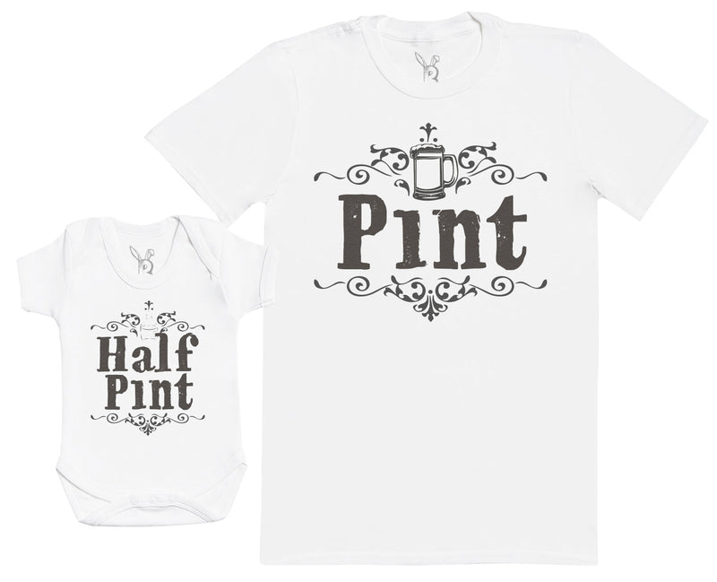 Pint & Half Pint - Matching Set - Baby Bodysuit & Dad T-Shirt - (Sold Separately)