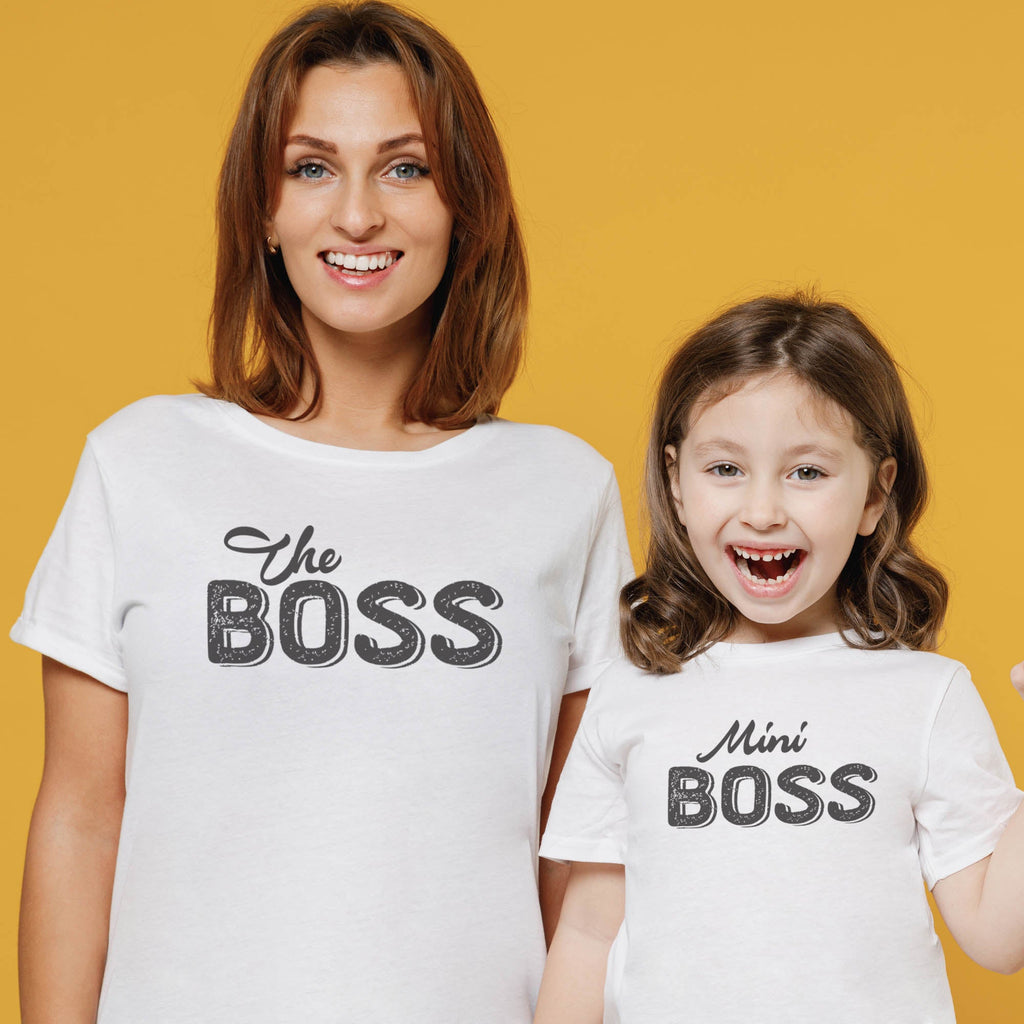 Mini Boss & The Boss - Baby T-Shirt & Bodysuit / Mum T-Shirt - (Sold Separately)