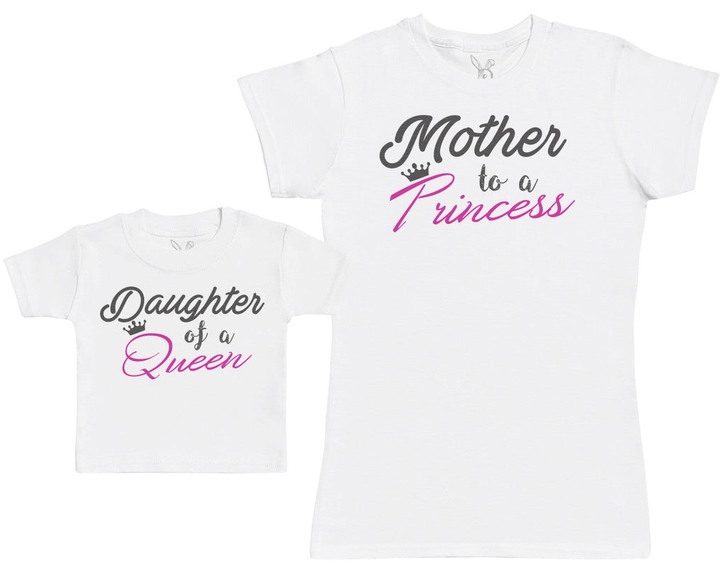 Daughter Of A Queen & Mother To A Princess - Baby Gift Set with Baby T-Shirt & Mother's T-Shirt (11605123850)