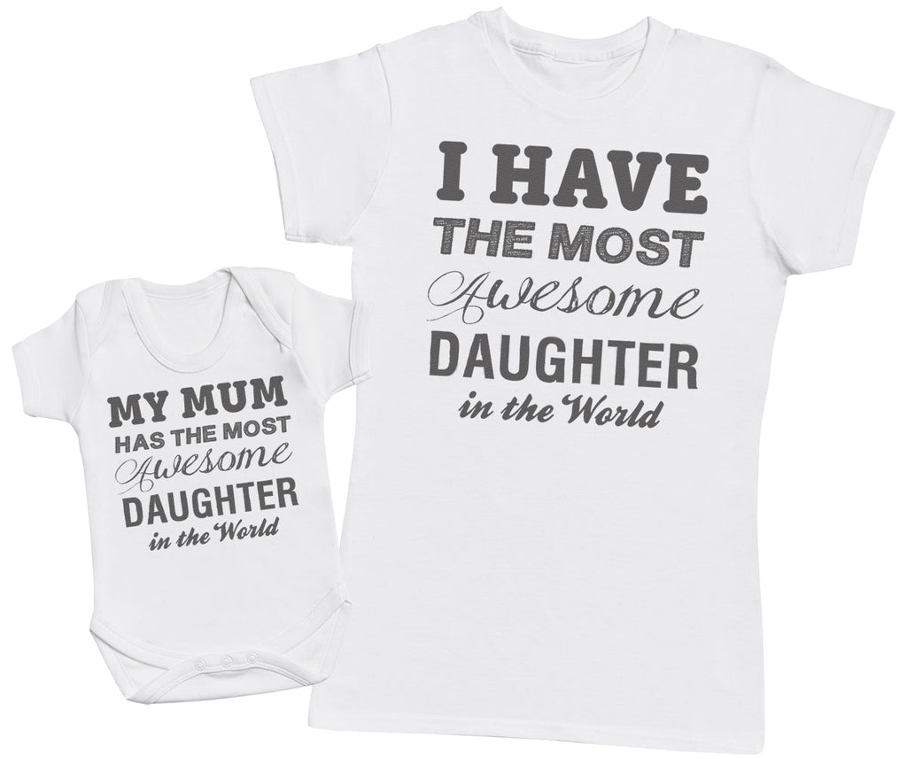 Awesome Daughter- Mothers T-Shirt & Baby Bodysuit (255859392542)