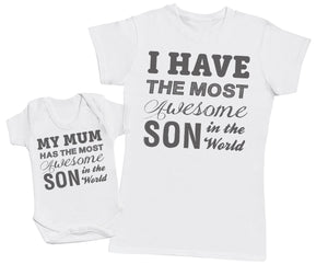 Awesome Son- Mothers T-Shirt & Baby Bodysuit (255859458078)