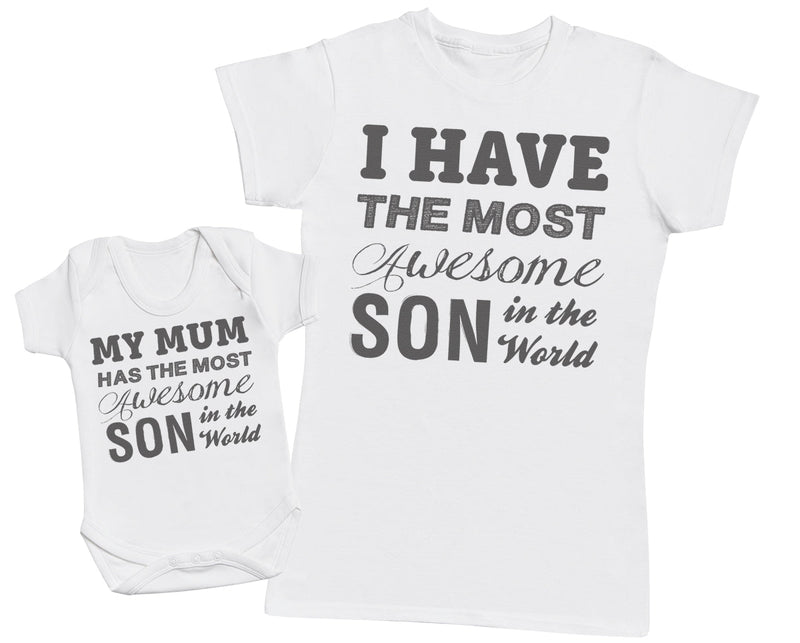 Awesome Son - Baby T-Shirt & Bodysuit / Mum T-Shirt - (Sold Separately)