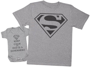 Keep Calm Dad Is A Super Hero - Mens T Shirt & Baby Bodysuit (255839272990)