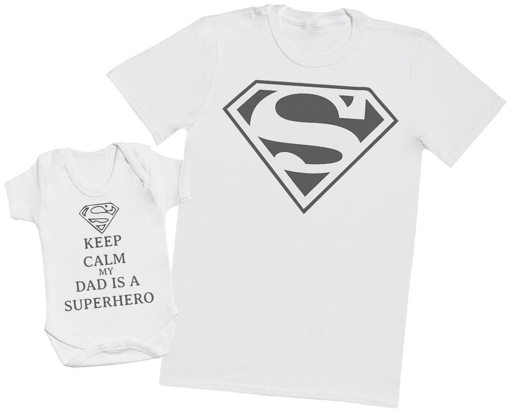 Keep Calm Dad Is A Super Hero - Mens T Shirt & Baby Bodysuit (255839272990)