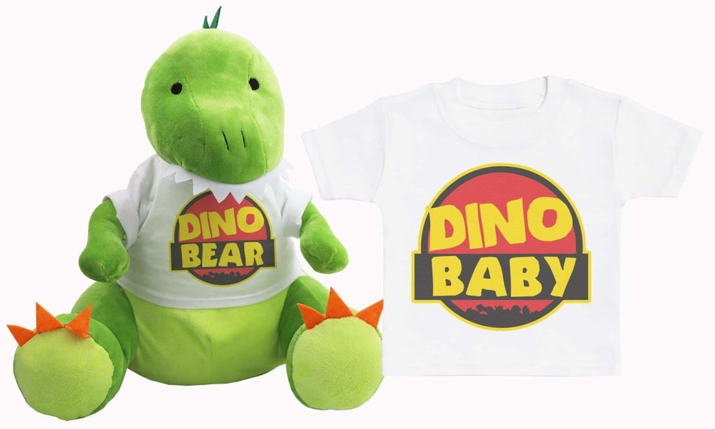 Dino Baby & Bear - Matching Dinosaur Teddy & Baby Kids T-Shirt - The Gift Project