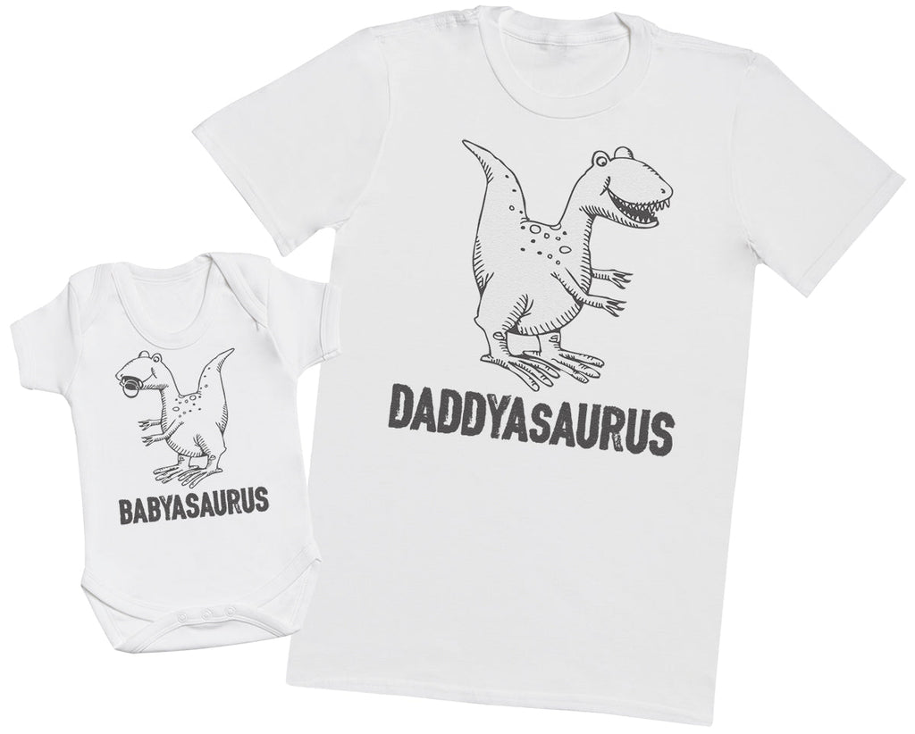 Daddysaurus & Babysaurus - Mens T Shirt & Baby Bodysuit (255820234782)