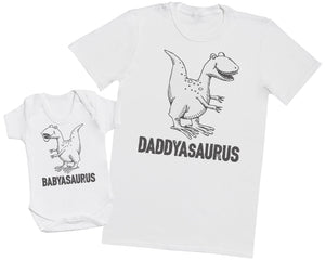 Daddysaurus & Babysaurus - Mens T Shirt & Baby Bodysuit (255820234782)