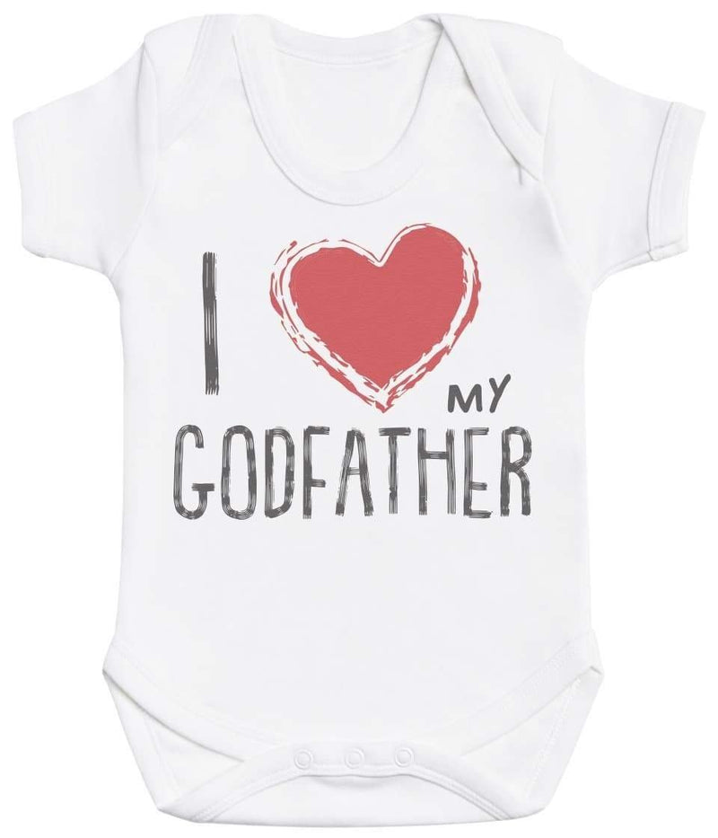 I Love My GodFather Red Heart - Baby Bodysuit