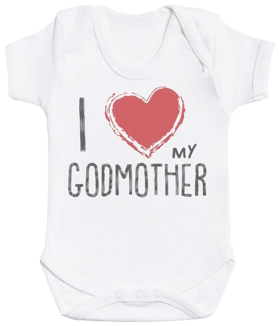 I Love My GodMother Red Heart Baby Bodysuit - The Gift Project