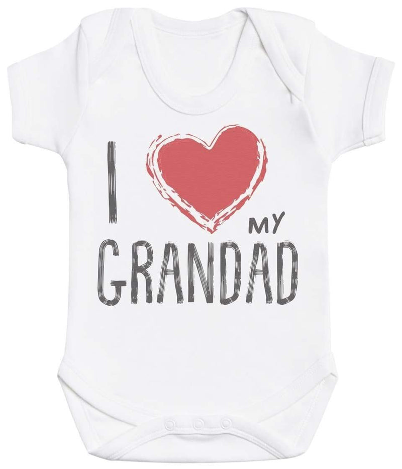 I Love My Grandad Red Heart - Baby Bodysuit