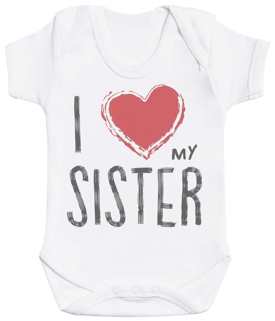 I Love My Sister Red Heart Baby Bodysuit - The Gift Project