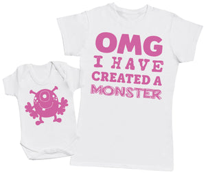OMG I've Created A Pink Monster!- Mothers T-Shirt & Baby Bodysuit (255858704414)