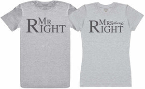 Mr Right & Mrs Always Right - Couple T-Shirt Gift Set - The Gift Project