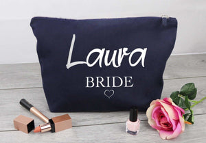 Personalised 'Laura' Bride - Canvas Accessory Make Up Bag - Gift For Her, Gift For Mum, Gift for Girlfriend - The Gift Project