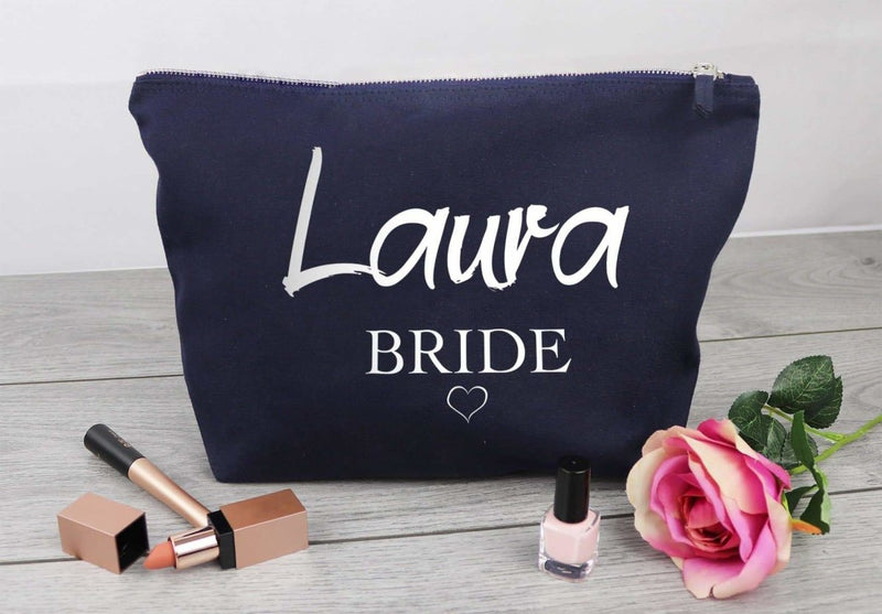 Personalised 'Laura' Bride - Canvas Accessory Make Up Bag