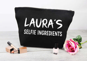 Personalised 'Laura's' Selfie Ingredients - Canvas Accessory Make Up Bag - Gift For Her, Gift For Mum, Gift for Girlfriend - The Gift Project