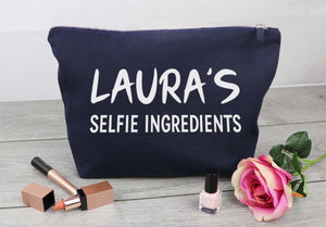 Personalised 'Laura's' Selfie Ingredients - Canvas Accessory Make Up Bag - Gift For Her, Gift For Mum, Gift for Girlfriend - The Gift Project