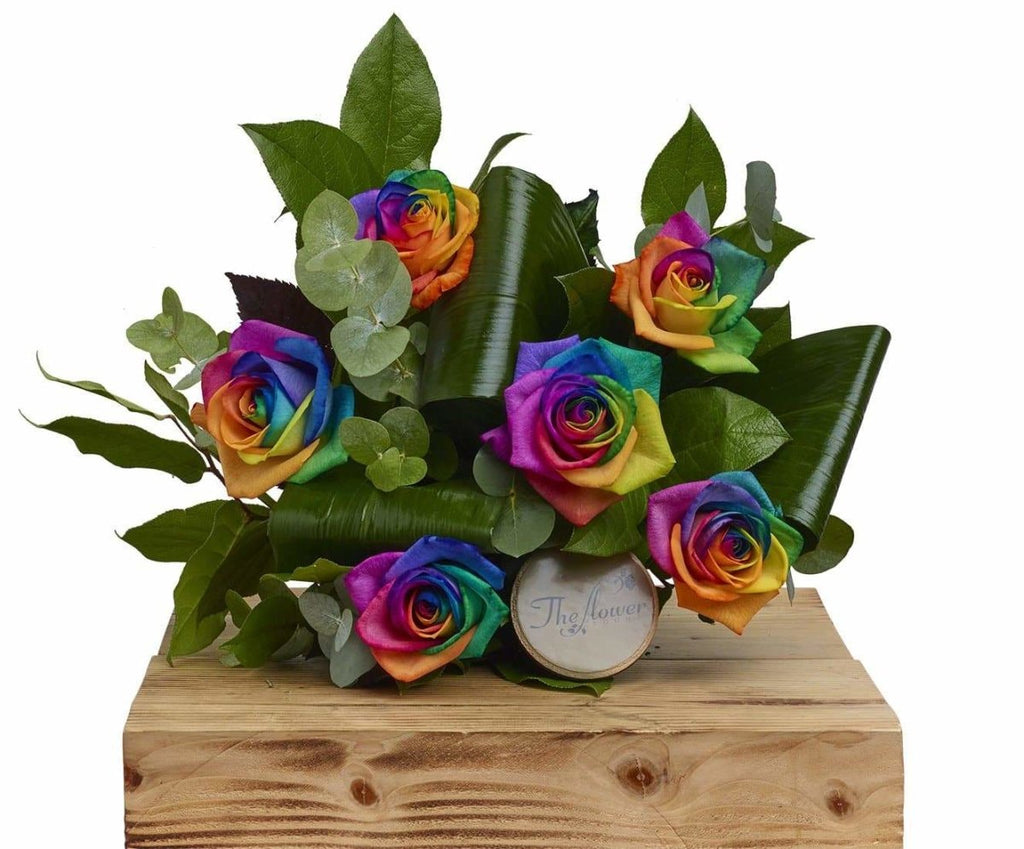 Rainbow Rose 6 Rose Hand Tied - The Gift Project
